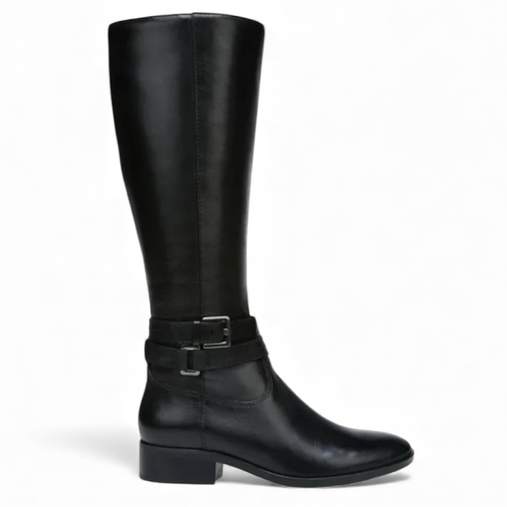NATURALIZER Reid Black Leather Knee High Boots Size 6 Equestrian‎ Fall Winter